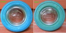 VINTAGE R-A-R-E STOMIL POLISH TIRE TYRE ASHTRAY ASH TRAY - BLUE/GREEN RUBBER picture