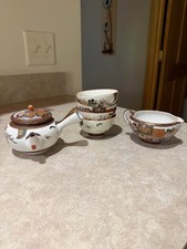 Vintage Kutani Japanese Porcelain Sencha Tea Set - Hand-Painted picture