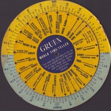Vintage Gruen World Time-Teller Cardboard Calculator Wheel Watch Advertising picture
