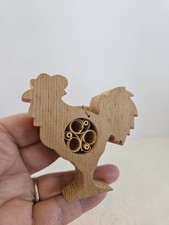 Vintage 1982 Carved Wood Chicken Rooster Ornament Folk Art Christmas. Unique.  picture