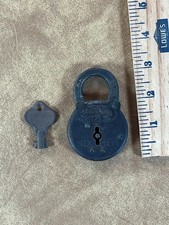 EVERKEEN PRITZLAFF SIX LEVER STEEL PADLOCK w/ KEY, VINTAGE ANTIQUE LOCK picture
