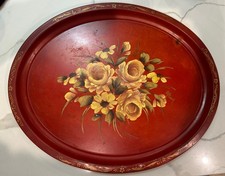 Artist-signed E.T. Nash Co. (Nashco) hand-painted tole tray Cottagecore 24