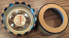 Vintage Domed Glass Monogram “J” Paperweight Crystal Punch Studio Made in France picture