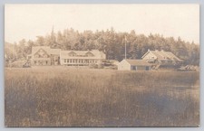Vintage VELOX RPPC Lodge Lake Forest Wilderness Real Photo Postcard c1910s picture