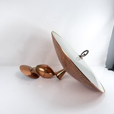 Vintage Moe Lighting Copper/Glass UFO Saucer Atomic MCM Hanging Light Fixture picture