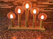 Vintage 1950s NOMA Christmas Candolier 5 Light w/ Halos Wooden Base Candles picture