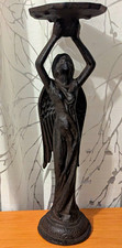 Solid Cast Iron Winged Angel Figural Candlestick Holder,3D Religious Decor 13.5