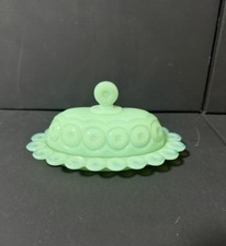 HTF Weishar Jadeite Moon and Star Butter Dish with Lid picture
