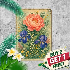 vintage floral garden illustration large focal blooms high picture