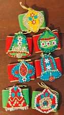 Lot of 7 Vintage Sequin+Felt+Gold Trim Christmas Napkin Rings picture