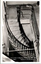 Vintage Postcard Curved Staircase Washoe Club Virginia City NV RPPC picture
