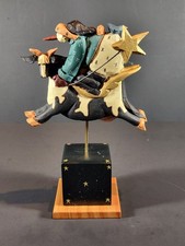 Vintage 1998 Williraye Studio Flying Snowman on Cow Angel Figurine #WW2243 picture