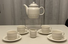 Arabia Finland Arctica 11-Piece Tea Set w/Teapot, Lid, 4 Cups & Saucers, Creamer picture
