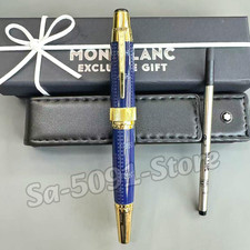 MONTBLANC Writers Edition Antoine de Saint-Exupéry Blue Rollerball Pen Gold Trim picture