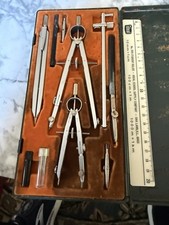 Vintage K&E Keuffel & Esser German Drafting Compass Set Orange Case picture