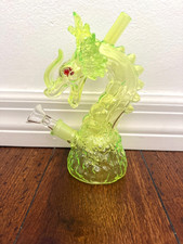 7” Premium Glass Water Pipe Art Dragon Yellow Monster 14mm picture