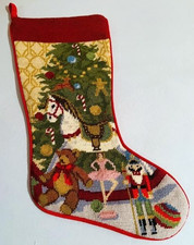 Sferra Needlepoint Christmas Toys Holiday Stocking Hand Stitched Wool New picture