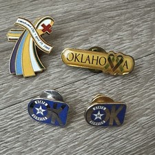 VTG 1990s Oklahoma State Service 15-20 Years Govt Silver Gold Tone 4 Lapel Pins picture