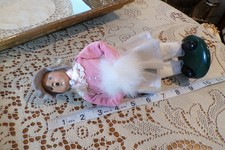 Byers Choice Girl Caroler Vintage 1993 Pink Jacket & Gray Skirt Blonda Hair picture