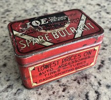 Vintage 1930s Tin JOE THE MOTORISTS' FRIEND Spare Bulb Kit Can Auto Car PA MD VA picture