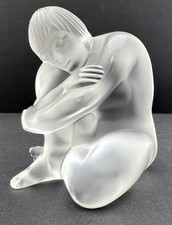 Lalique France, Frosted Crystal Sculpture, Nude Figure Sitting, 7 cm / 2.75 Inch picture