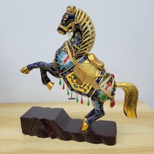 Chinese Cloisonné Rearing Horse – Enamel & Gilt Decorative Statue picture