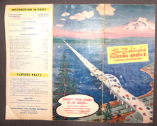 1940's Seattle LAKE WASHINGTON FLOATING BRIDGE map tourist brochure 2b picture