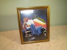 Vintage 1996 Camel Tobacco Billiards Framed Drawing Ad Picture Print picture