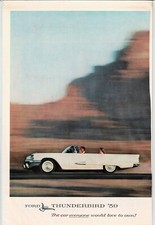 Vtg 1959 FORD THUNDERBIRD 59 White Convertable Racing thru Red Desrert Print Ad picture