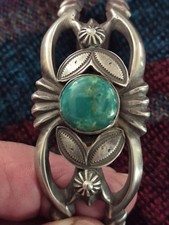 Vintage Tufa Cast Navajo Bracelet Sterling & Turquoise Henry Morgan picture