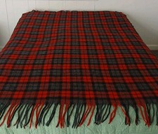 Pendleton Red 100% Virgin Wool Red Plaid Throw Blanket Vintage Excellent 69x56 picture