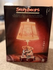 StoryBears Hand-Crafted Accent Lamp Teddy Bear Figurine W/ Shade & Bulb 90s VTG picture