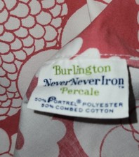 Vtg 70s Burlington Flower Power Mod Floral Flat Bed Sheet Full picture