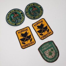 Vintage Purdue University Patches Lot Wildlife Club Forestry Embroidered 5pc picture