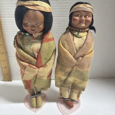 VTG TAGGED SKOOKUM INDIAN DOLL BULLY GOOD BLANKET Beads  Couple NATIVE AMERICAN picture