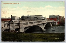 Garfield Bridge Passaic New Jersey Arched Concrete Bridge Waterway Postcard picture