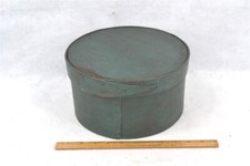 antique pantry box old  teal green paint  9.5x5.25 original 19thc  1800 picture