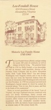 1980's Historic Lee Family Home Alexandria Virginia Brochure picture