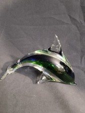 Hand Blown Art Glass Arched Dolphin Sculpture Marine Sea Life Ocean Decor picture