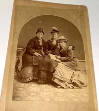 Antique Victorian Photo American Fashion Women Paper on Lap Cabinet Rare US picture