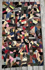 Antique Vtg Centennial Crazy Quilt Early American 1800s 69”x42” Handmade #1 picture