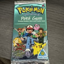 1999 NOS Pokemon Poke Gum Ash & Pikachu Puzzle Card Sealed Pack Candy Planet picture
