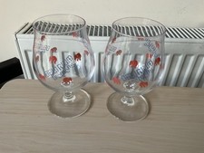 Rare pair of Delirium Tremens Pink Elephants Belgium 33 CL Tulip Beer  Glasses picture