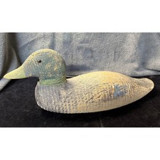 Vintage Hand Carved Wooden Duck Decoy Rustic Folk Art Mallard Hunting Decor picture