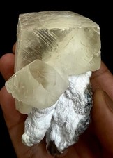 Calcite huge yellow crystal on Chalcedony base # 734 picture