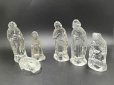 Vintage Clear Glass Nativity Set 6 Pc Mary Joseph Jesus 3 Wise Men Christmas picture