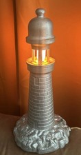 Authentic Antique c.1910 Cast Iron Lighthouse Lamp Working Nautical Night Light picture