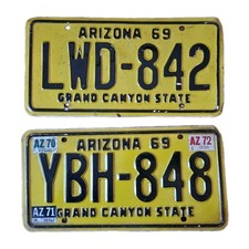 1969-1972 Two All Original Arizona License plates picture