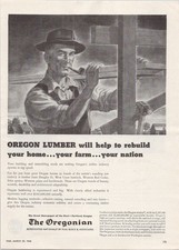 The Oregonian 1946 Vintage Print Ad Oregon Lumber Rebuild Home Farm Nation picture