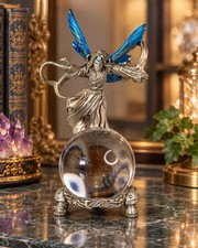 Vintage 1999 Gallo Fairy Crystal Ball Figurine Wings Clear Orb Fantasy Decor picture